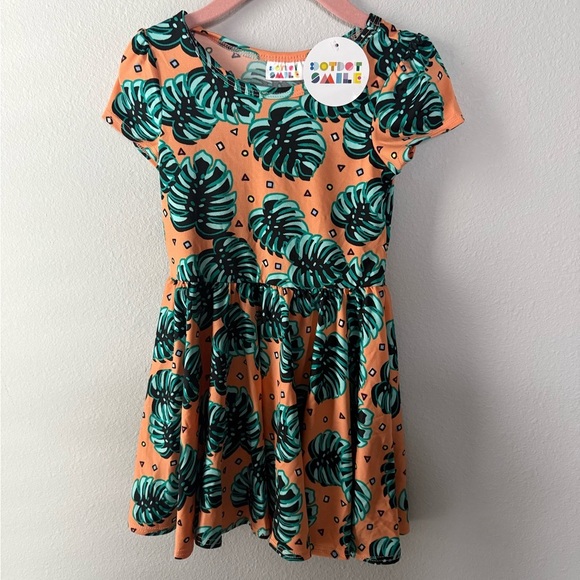 Dot Dot Smile Green and Orange Fit and Flare Sundress - Picture 1 of 3